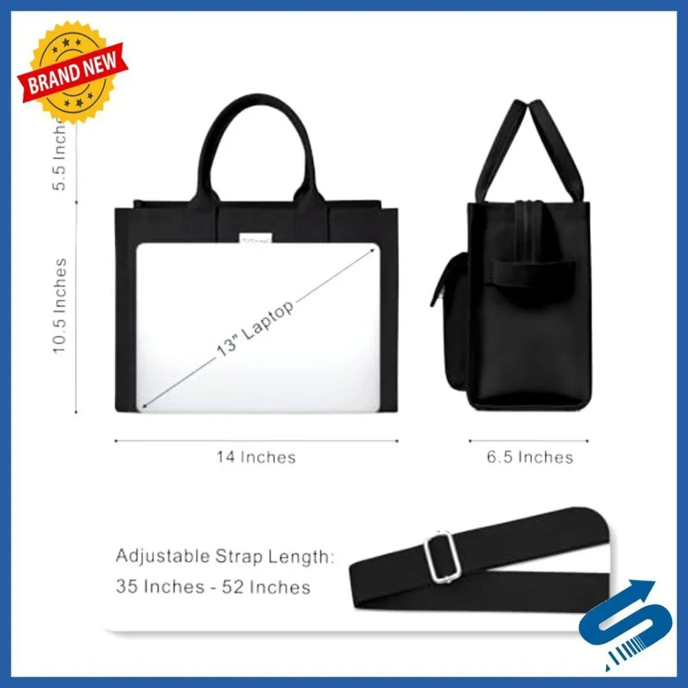 Heavy-Duty Canvas Tote Bag Adjustable Crossbody Shoulder Handbag 9 Pockets